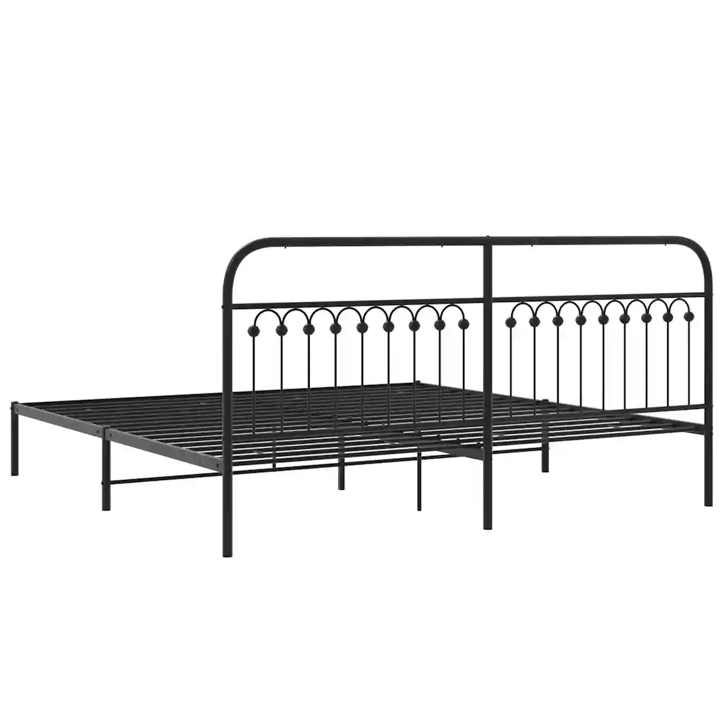 Giroletto con Testiera-Struttura Letto con testiera in Metallo Nero 200x200 cm 768231