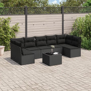 Set Divani da Giardino con Cuscini 8 pz Nero in Polyrattan
