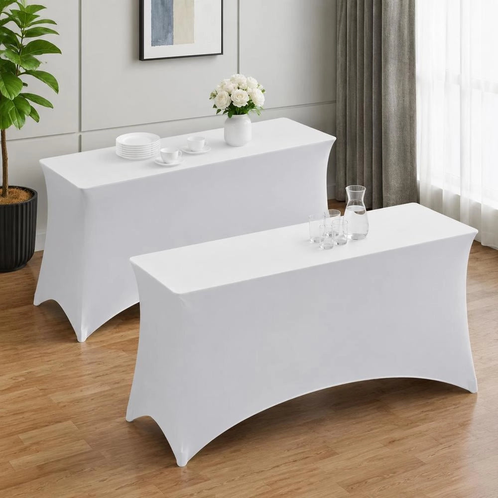 Stretch Table Cover, 2 Pieces, 120 X 60.5 X 74 Cm, White