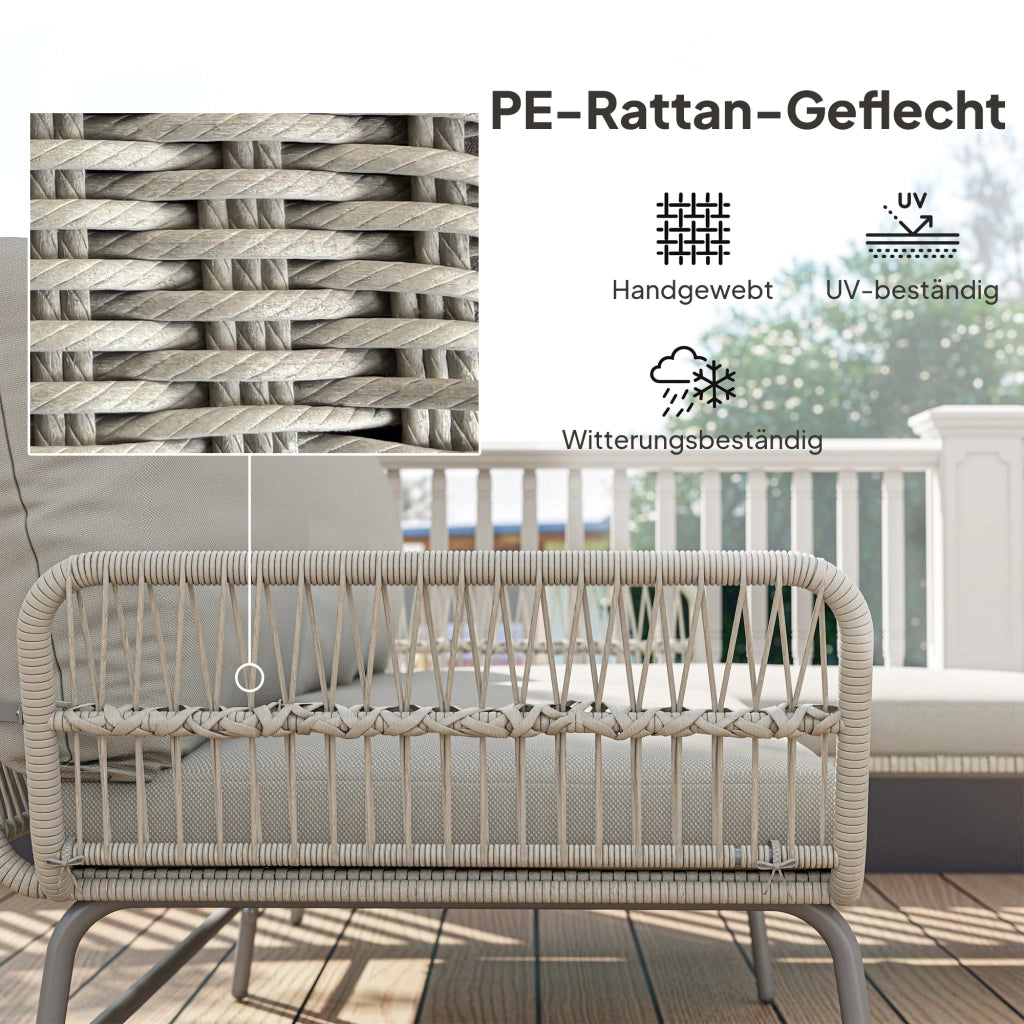 Set salotto da giardino 3 pezzi ¨C zephmum ¨C polyrattan grigio con cuscini e tavolino vetro
