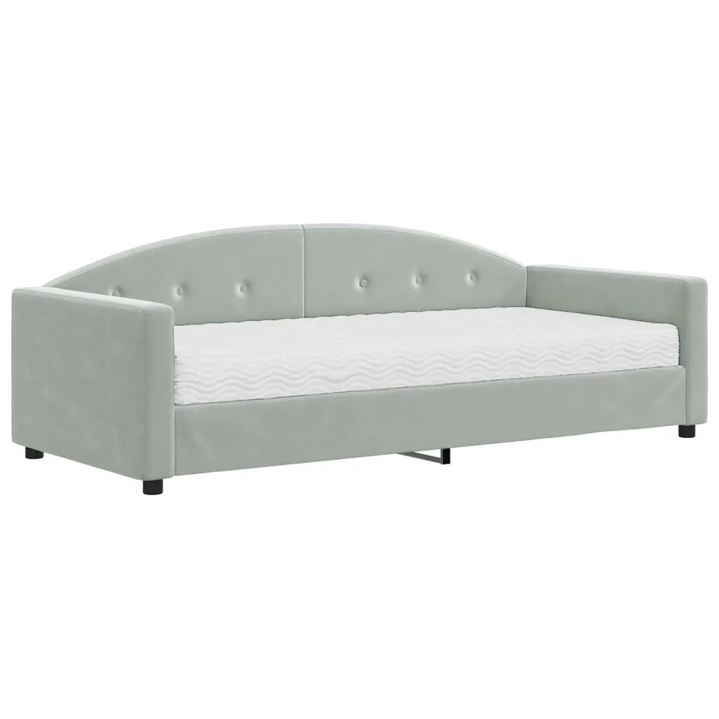 Divano Letto con Materasso Grigio Chiaro 90x190 cm in Velluto 3197290