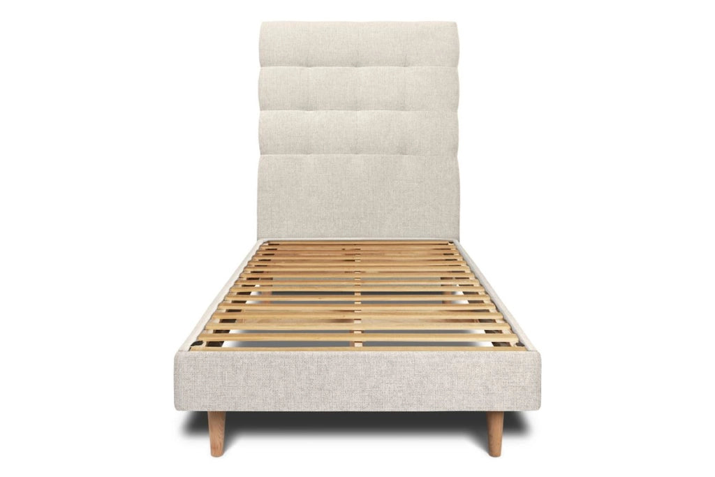 Letto 90x200 cm con testata imbottita - Tessuto Tela opaca