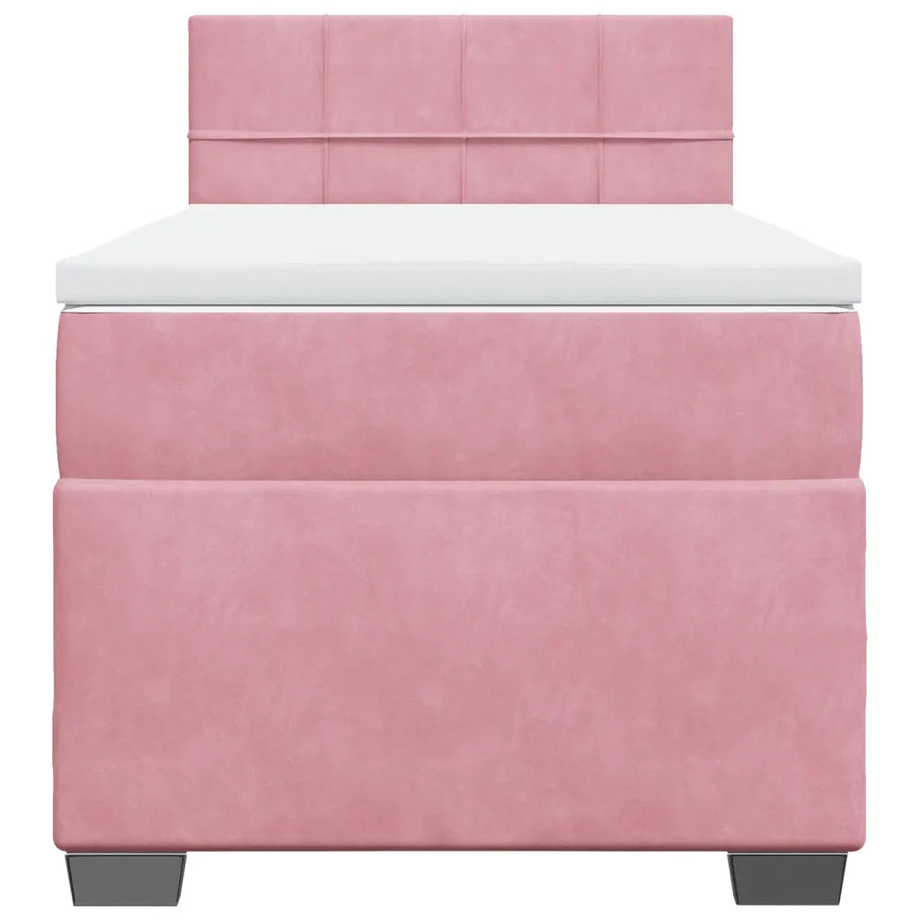 Giroletto a Molle con Materasso Rosa 90x190 cm in Velluto 3286203