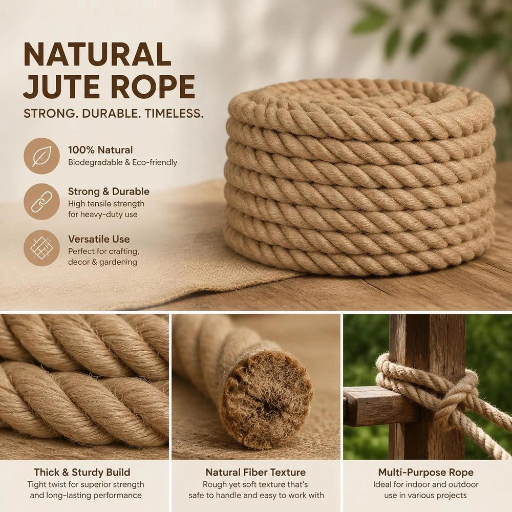 Jute Rope, 25 M Length, 36 Mm Thickness