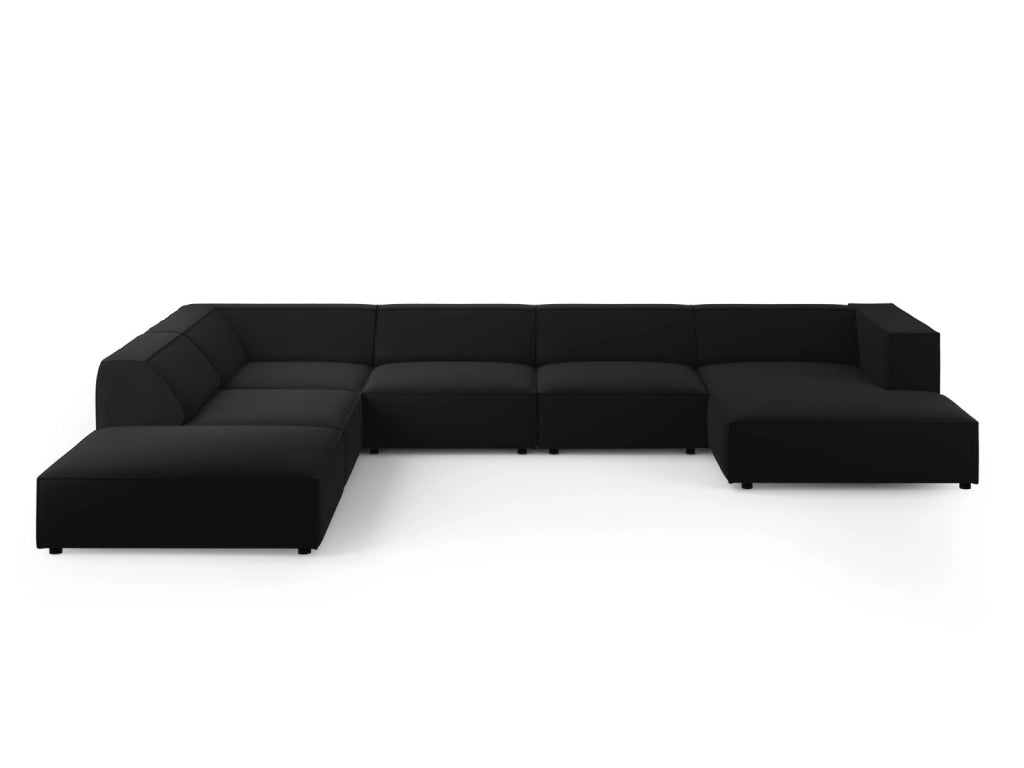 Cosmopolitan Design - Divano panoramico sinistro "Arendal" 7 posti in velluto nero 