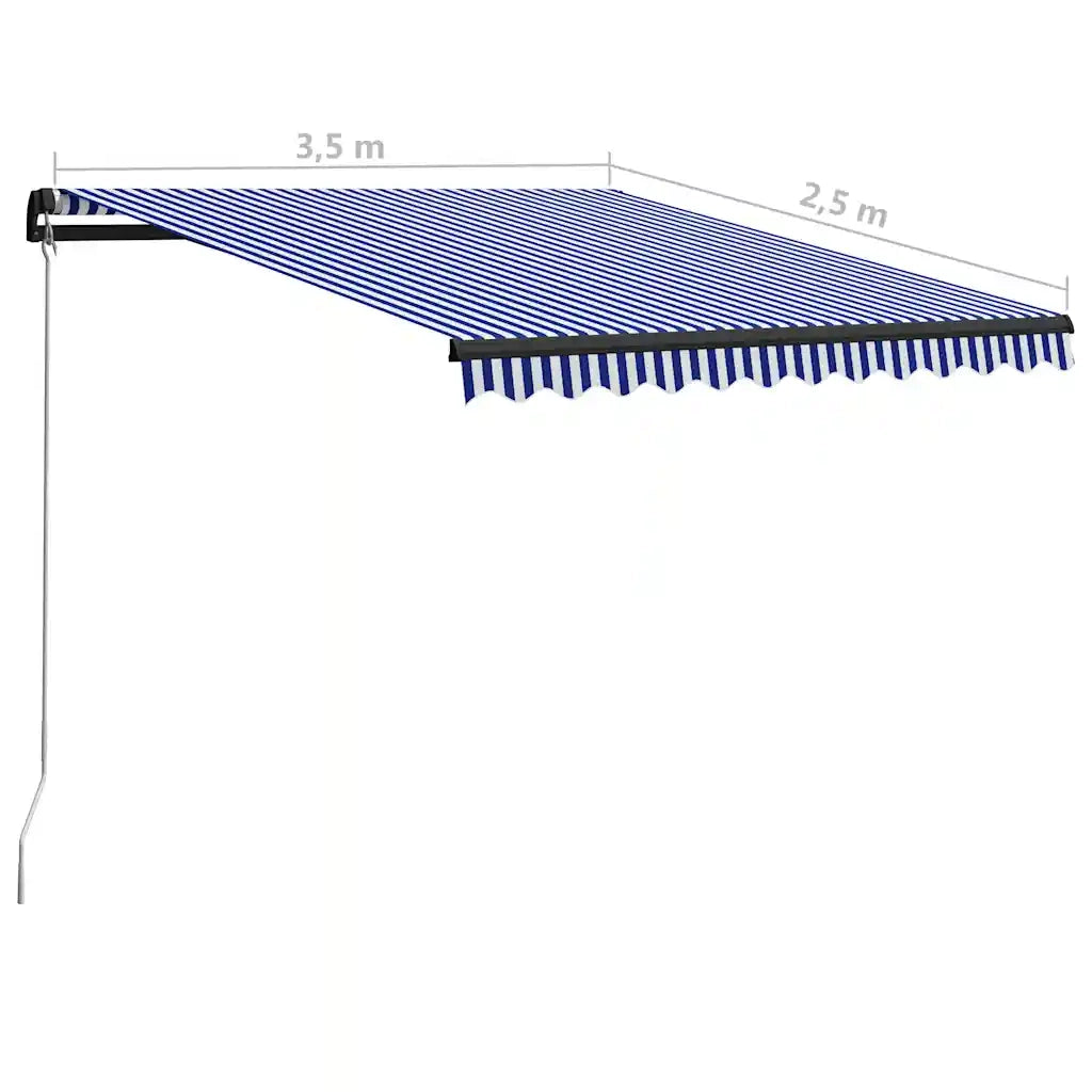 Tenda da Sole Retrattile Manuale-Tenda parasole per Patio 350x250 cm Blu e Bianca