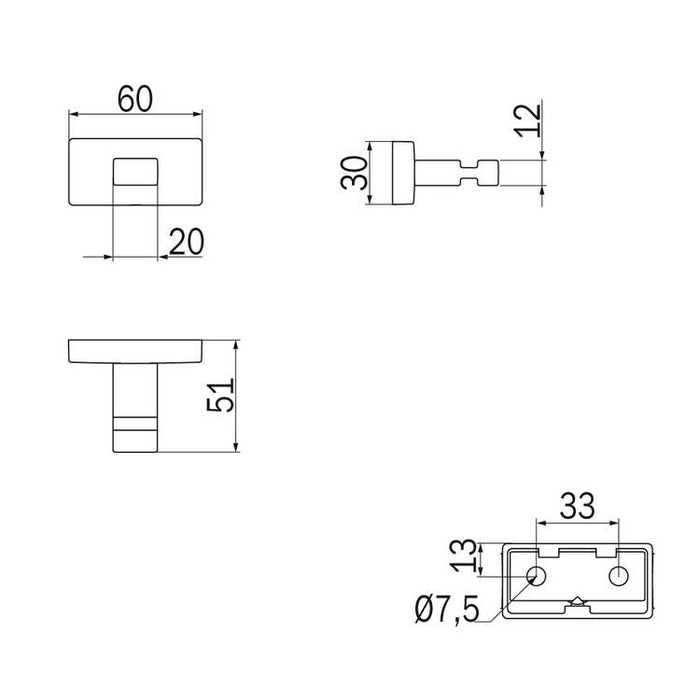 Appendiabiti singolo Inda serie Lea Finitura:: Cromo Nero spazzolato