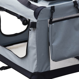 Fudajo Trasportino pieghevole grigio per animali domestici Tagl. XXL (90x60x64cm) maniglia/copertina