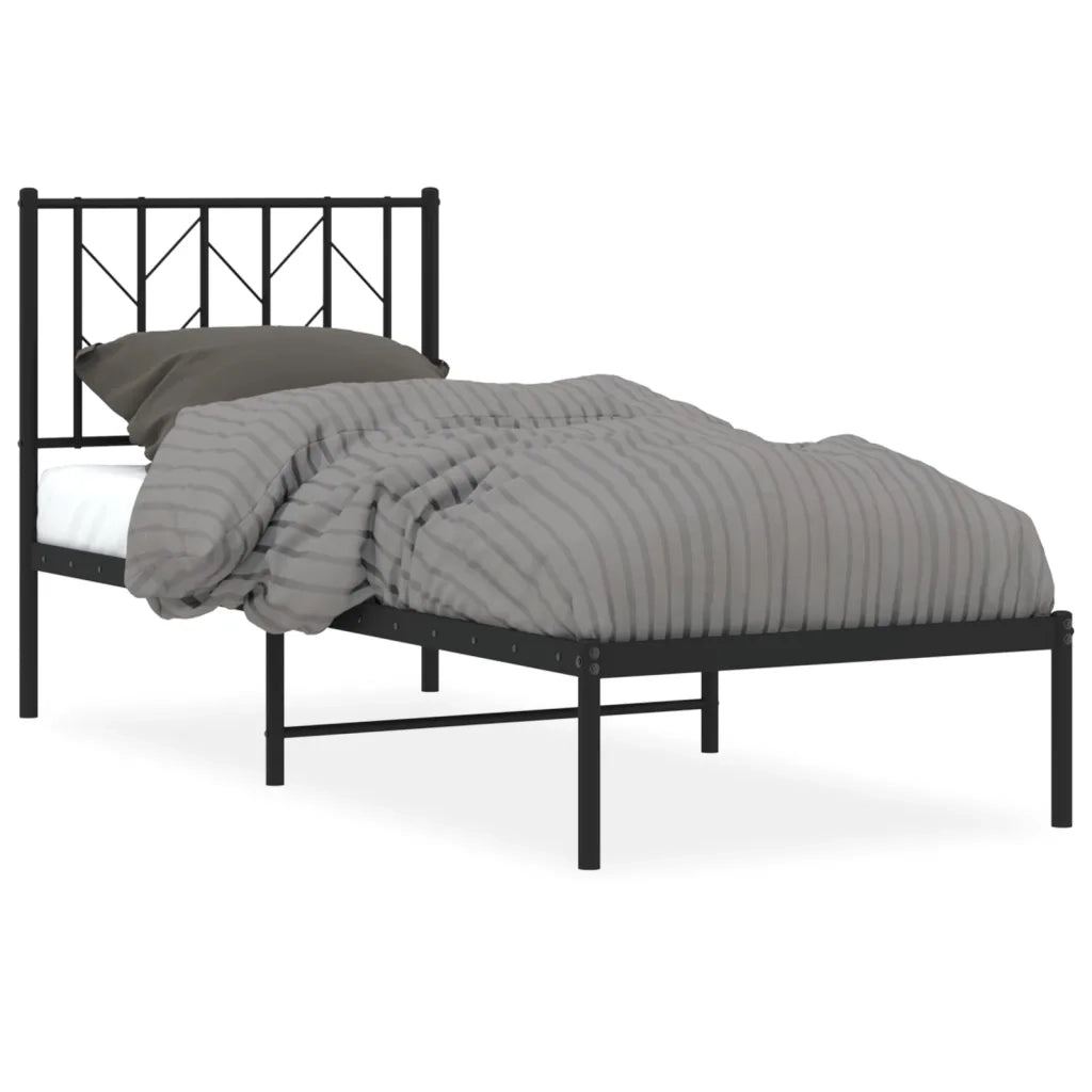 Giroletto con Testiera-Struttura Letto con testiera in Metallo Nero 75x190 cm 820407