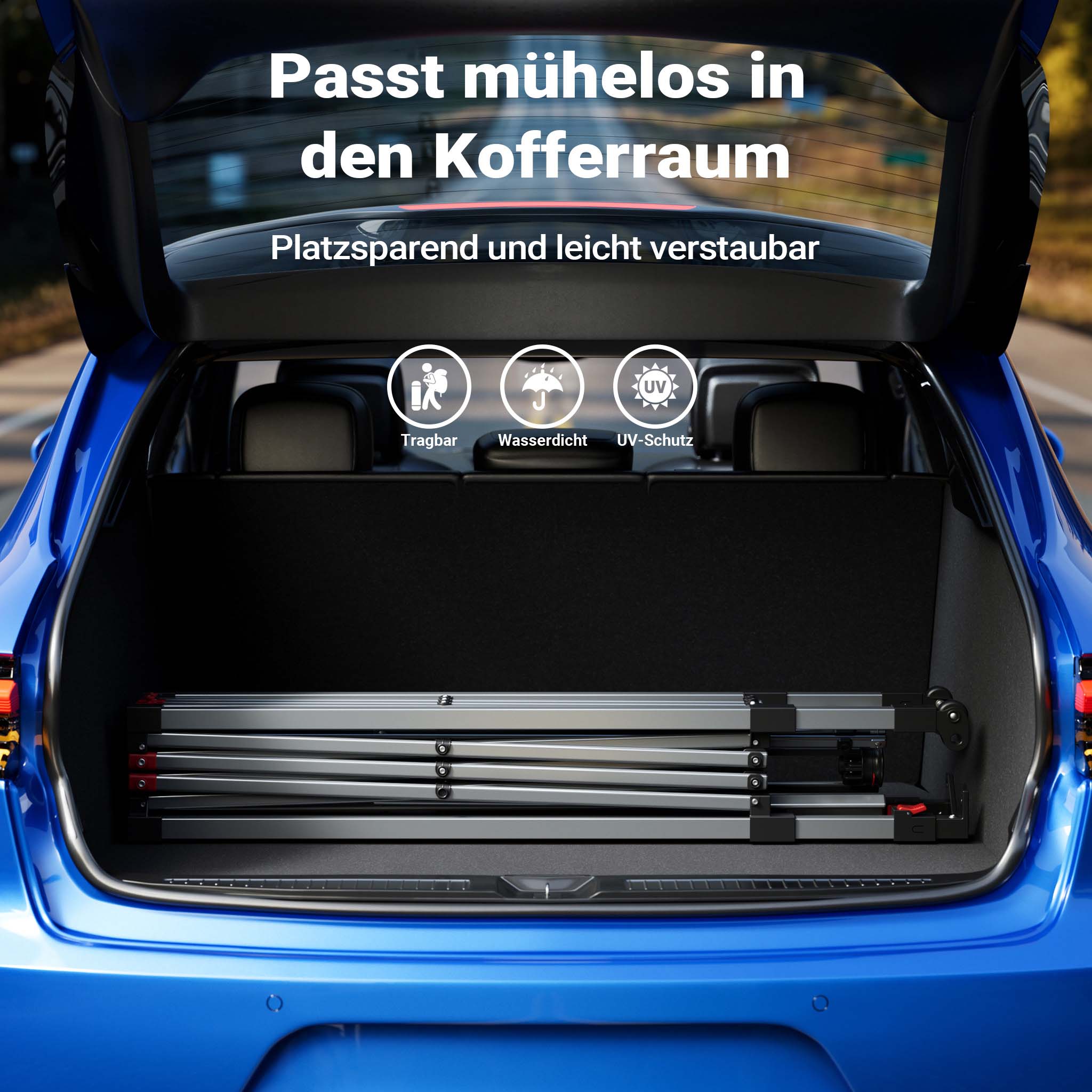 Gazebo pieghevole pop-up bianco, 3 x 3 m con parete laterale e ruote