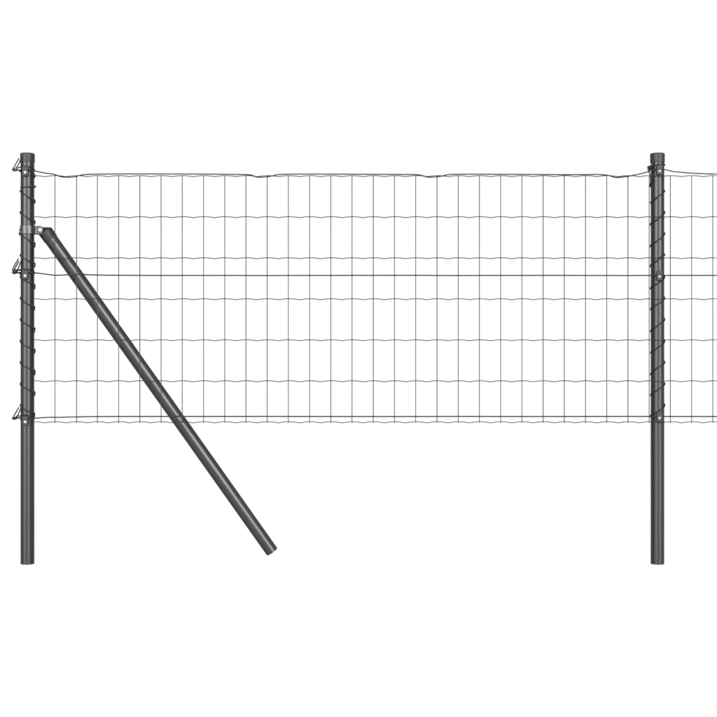 Euro Fence con 7 Poste 0.8x10 m Acciaio Galvanizzato Grigio