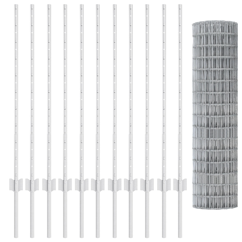 Recinzione Europea con 22 Posti Argento 1x25 m Acciaio