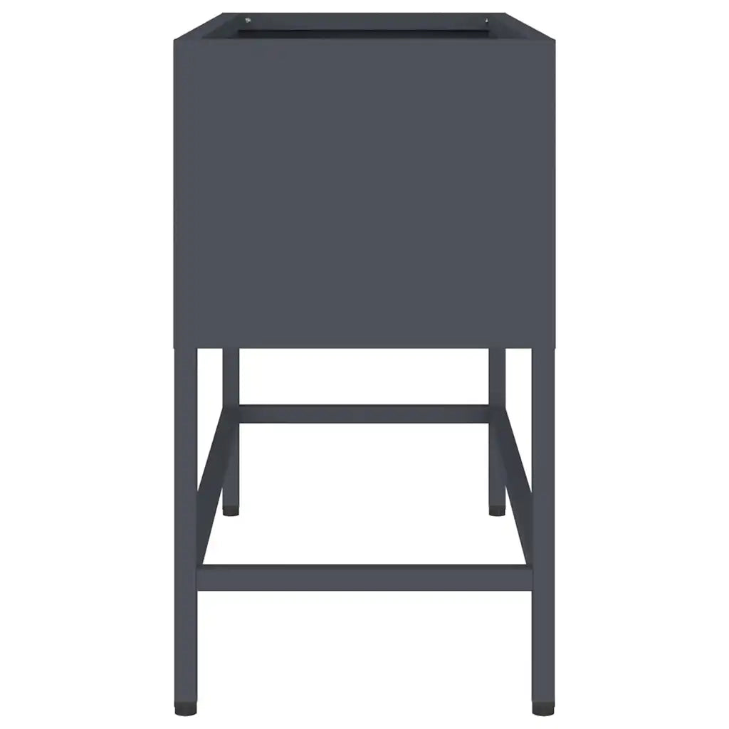 Vaso da giardino-Fioriera Esterno-Contenitore per Piante Rialzato Antracite 60 x 26 x 45 cm Acciaio