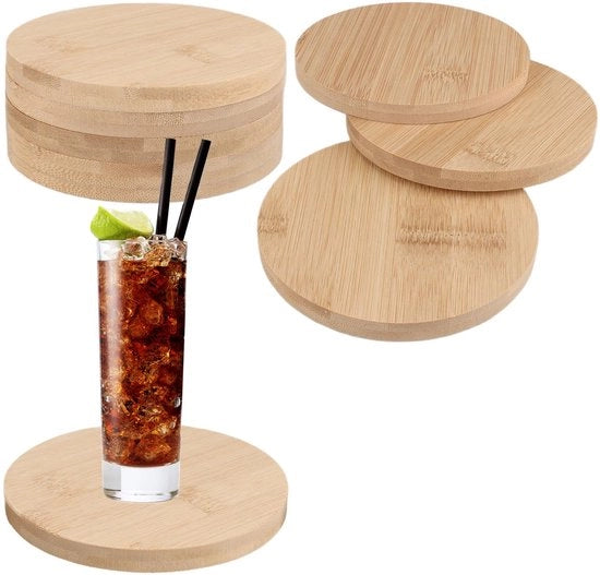 Set di 12 sostegni in legno, Ø11cm, sostegni in legno rotondi per bicchieri, sostegni in legno rotondi per bevande, sostegni per tazze, sostegni per bicchieri, sostegni per tavolo, sostegni per bevande