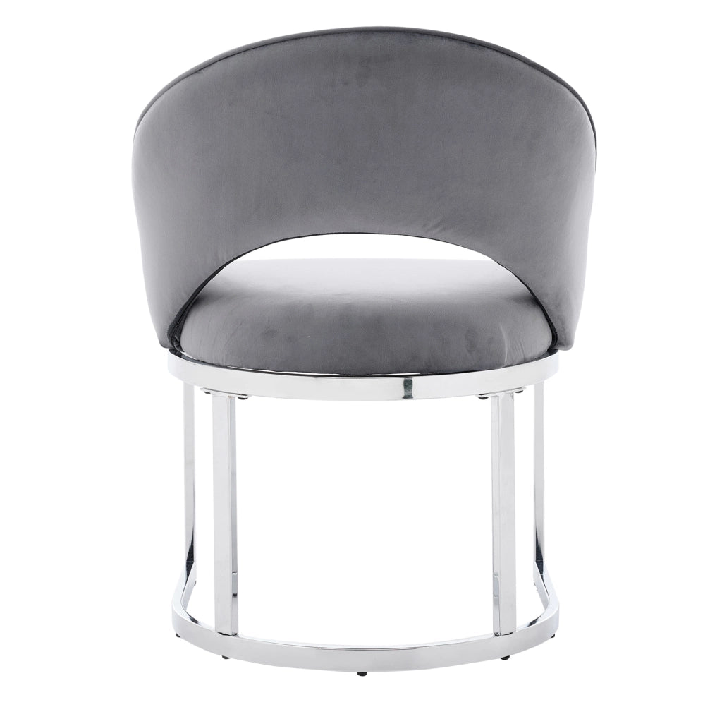 Set di 4 sedie da pranzo in velluto grigio con gambe argento