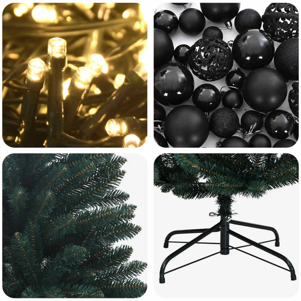 Albero di Natale artificiale verde scuro con palline 180 cm 3466462