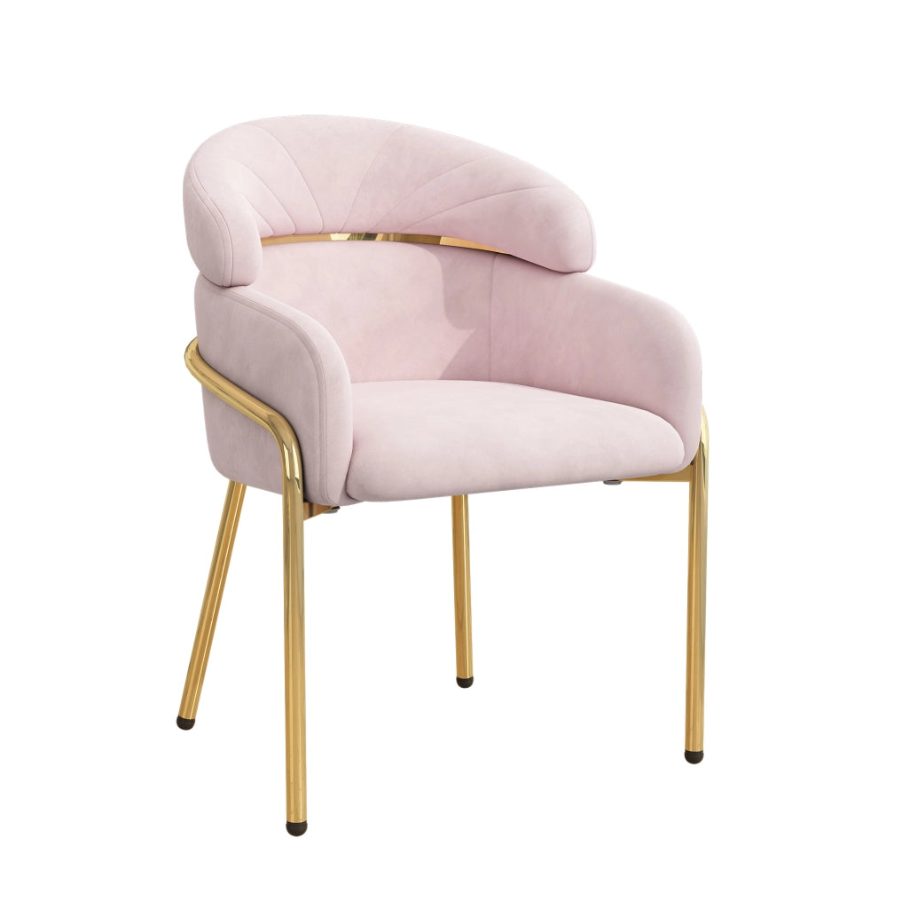 Sedia da pranzo con gambe in metallo; in velluto; rosa