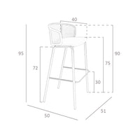 Sgabello in rattan e velluto marrone