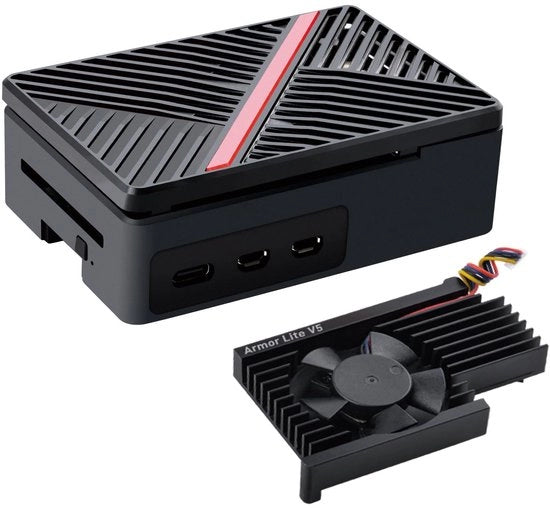 ONF3 - Caso per Raspberry Pi 5 - Ventilatore - Stile e Funzionale - Nero - Raffreddamento Ultra-Silenzioso - Adatto per Raspberry Pi 5 - Modello...