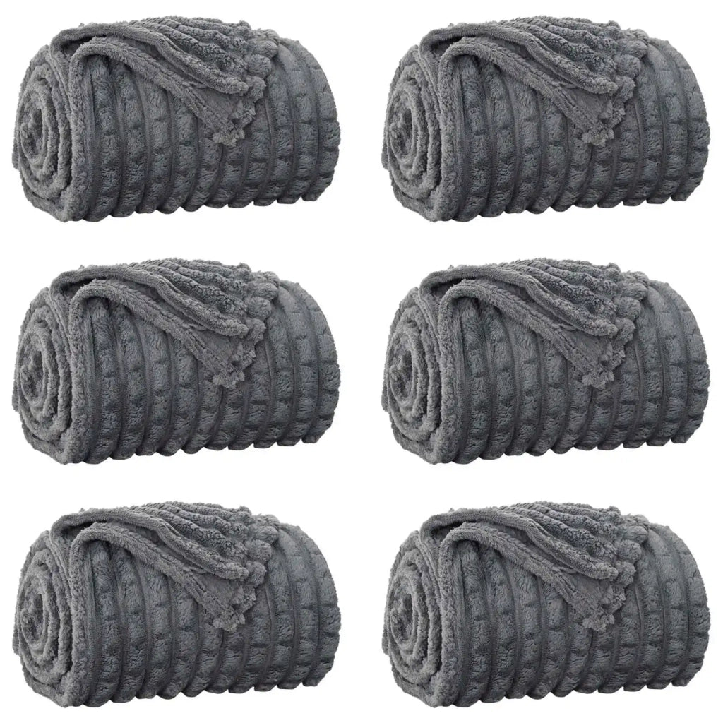 Coperte da Pile 6 pcs Grigio scuro 200 x 150 cm Panno