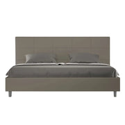 Letto matrimoniale king size con rete imbottito 200x200 similpelle cappuccino Mika