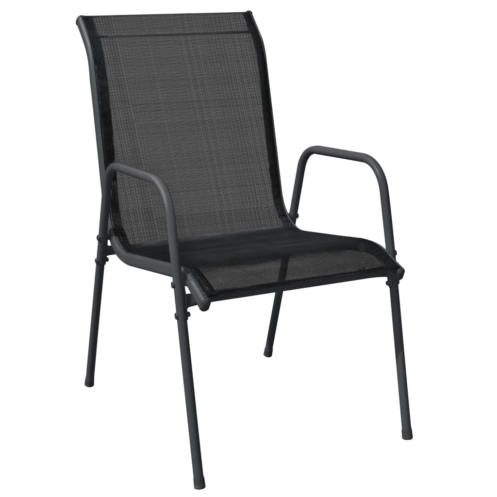 Set da Pranzo da Giardino 5 pz Nero in Acciaio e Textilenecod mxl 125031