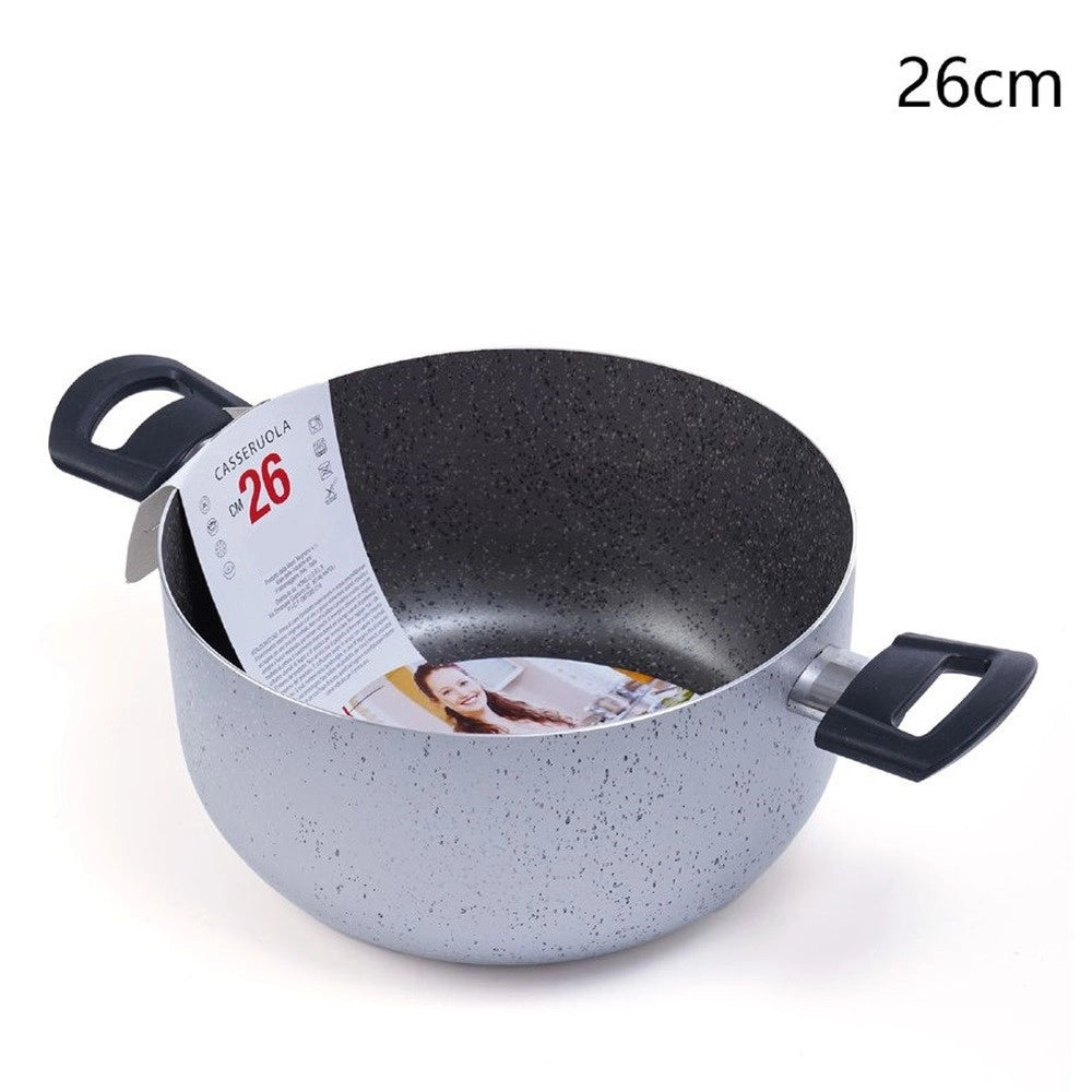 Trade Shop - Casseruola Pentola Con 2 Manici Antiaderente Diametro 14/16/24/26 Cm Utensile Per Cucinare -