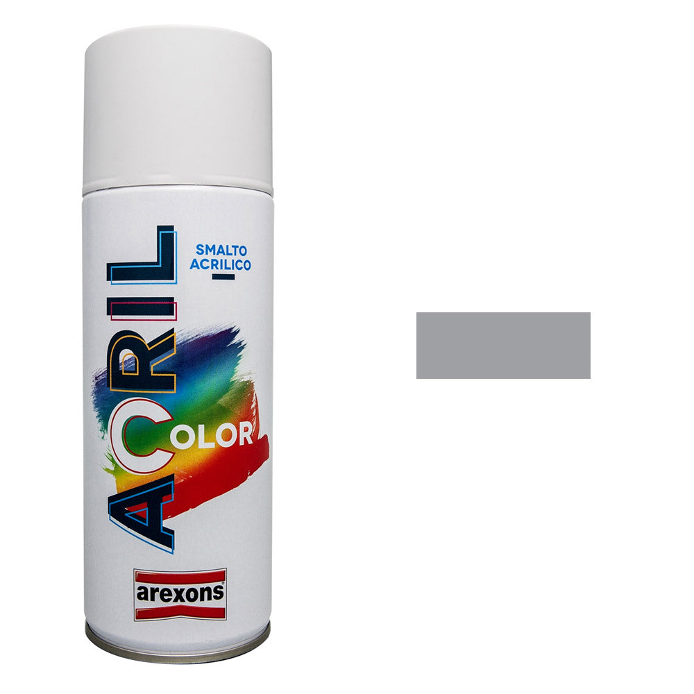 Smalto Spray Acricolor Vernice Acrilica per Metallo Legno Muro Interno Esterno Colore: Grigio Argento