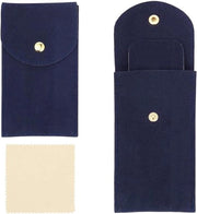 Set di Custodia per Orologi Portatile - 2 pezzi - Blu Scuro - Custodie morbide per orologi - Tasca per orologio con chiusura a pressione - Viaggio e all'aperto - Custodia per orologio con tasca.