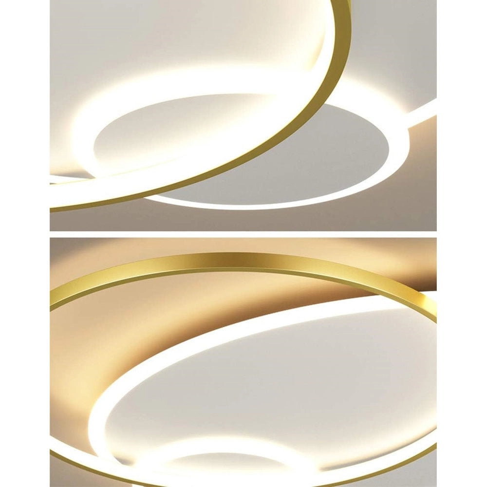 Trade Shop - Plafoniera Led 42w Cerchio Oro Bianco Moderno Soffitto Tonda Luce Naturale 71554 -