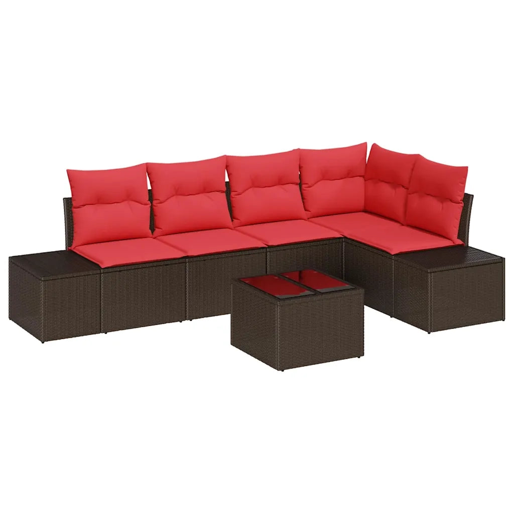 Set Divano da Giardino con cuscino 6 pcs Marrone polyrattan 3347074