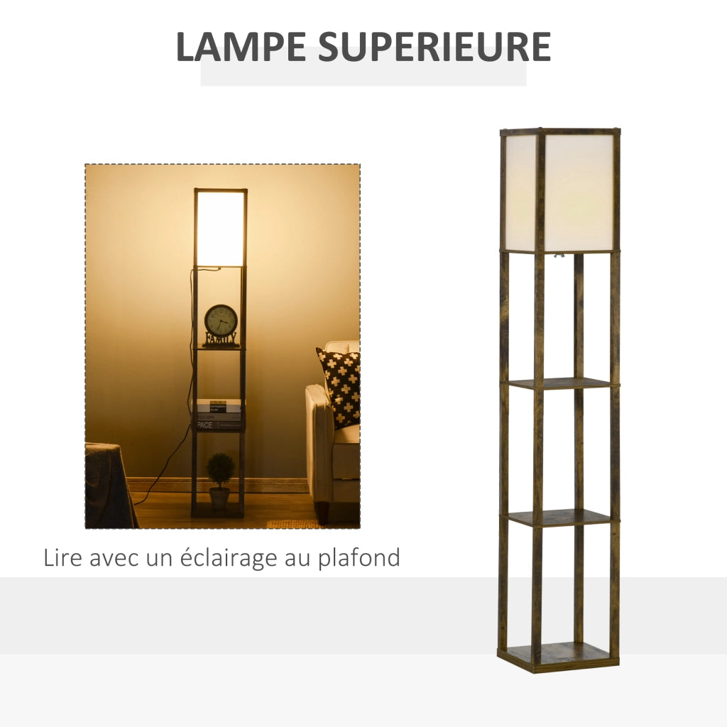 Lampada scaffale libreria ¨C zephmum ¨C MDF bianco e marrone 26x26x160 cm