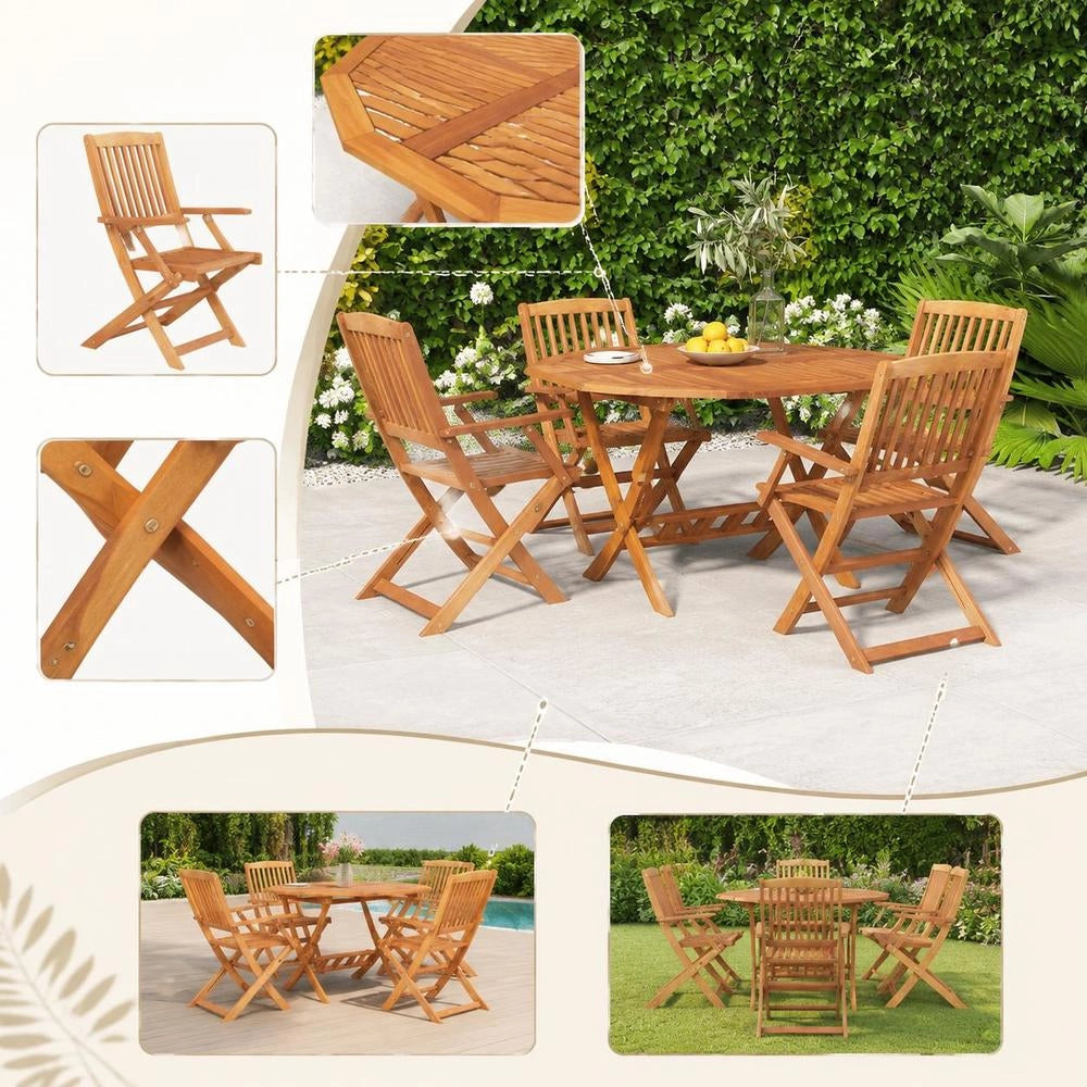 5-piece Garden Dining Set, Solid Acacia Wood