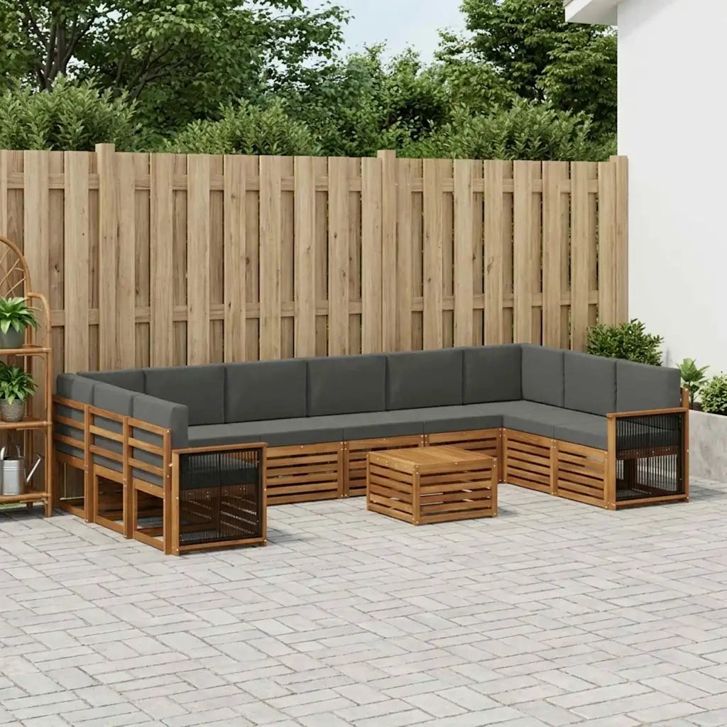 Set di divani da esterno con cuscino 8 pcs Naturale e Antracite