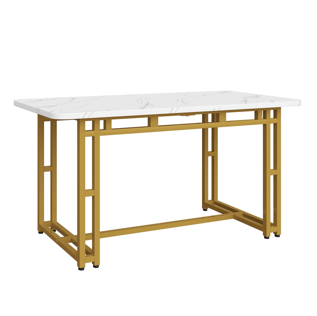 Tavolo da pranzo moderno 120 cm in MDF con gambe in metallo dorato; oro