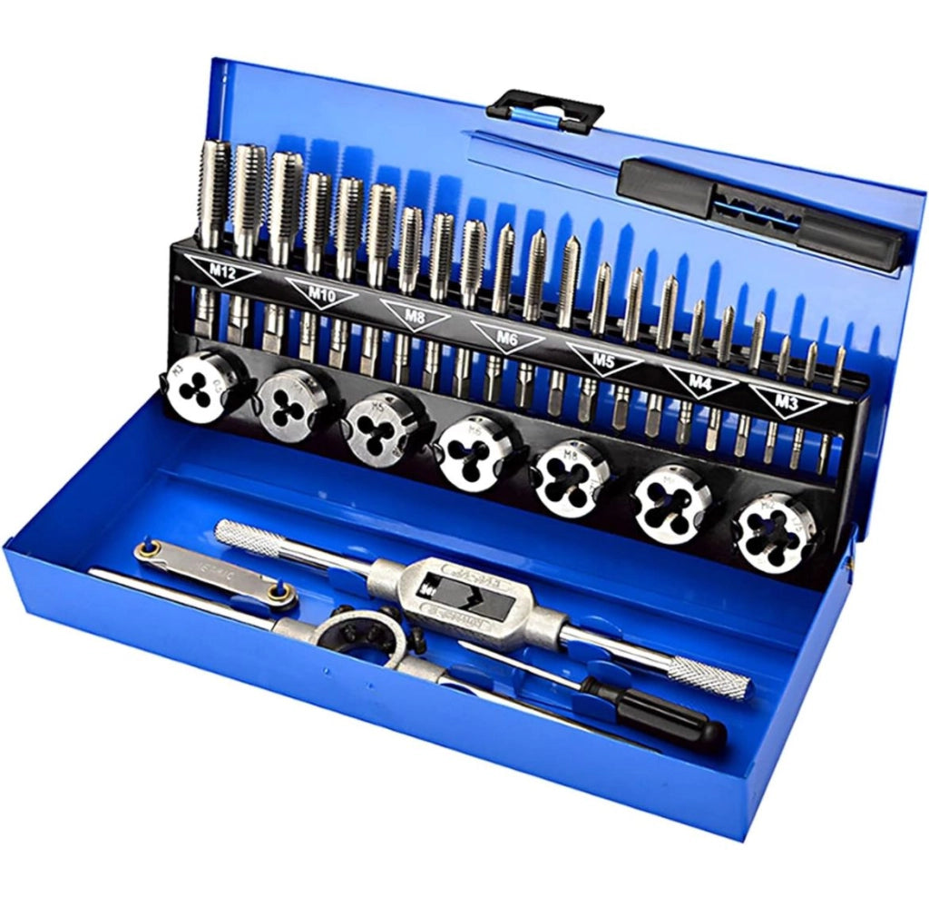 KIT FILIERA 32 PEZZI PER FILETTATURA MASCHI M12 M10 M8 M6 M5 M4 M3