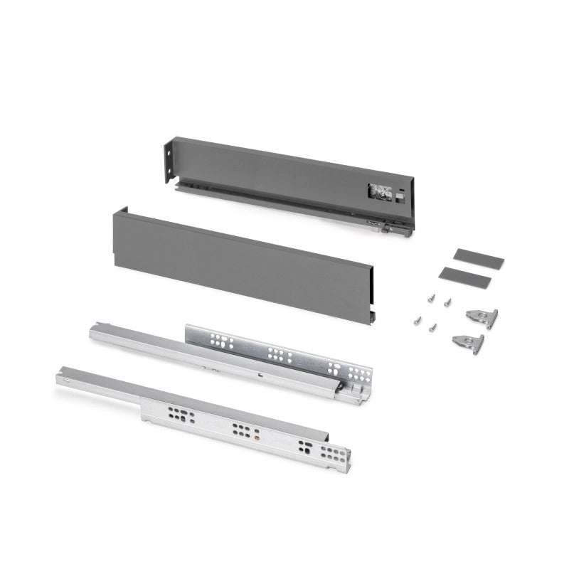 Cassetto esterno Protone 30kg, guide di estrazione totale con una chiusura soft, altezza 93mm, profondità 500mm, Acciaio