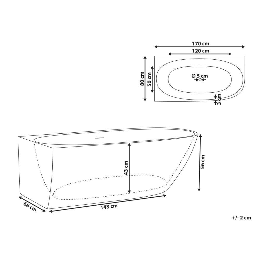 Vasca da bagno angolare destra 170 x 80 cm Finitura acrilica bianco lucido stile moderno