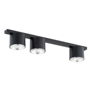 Plafoniera Moderna 3 Luci Faretti Ptah In Acciaio Nero