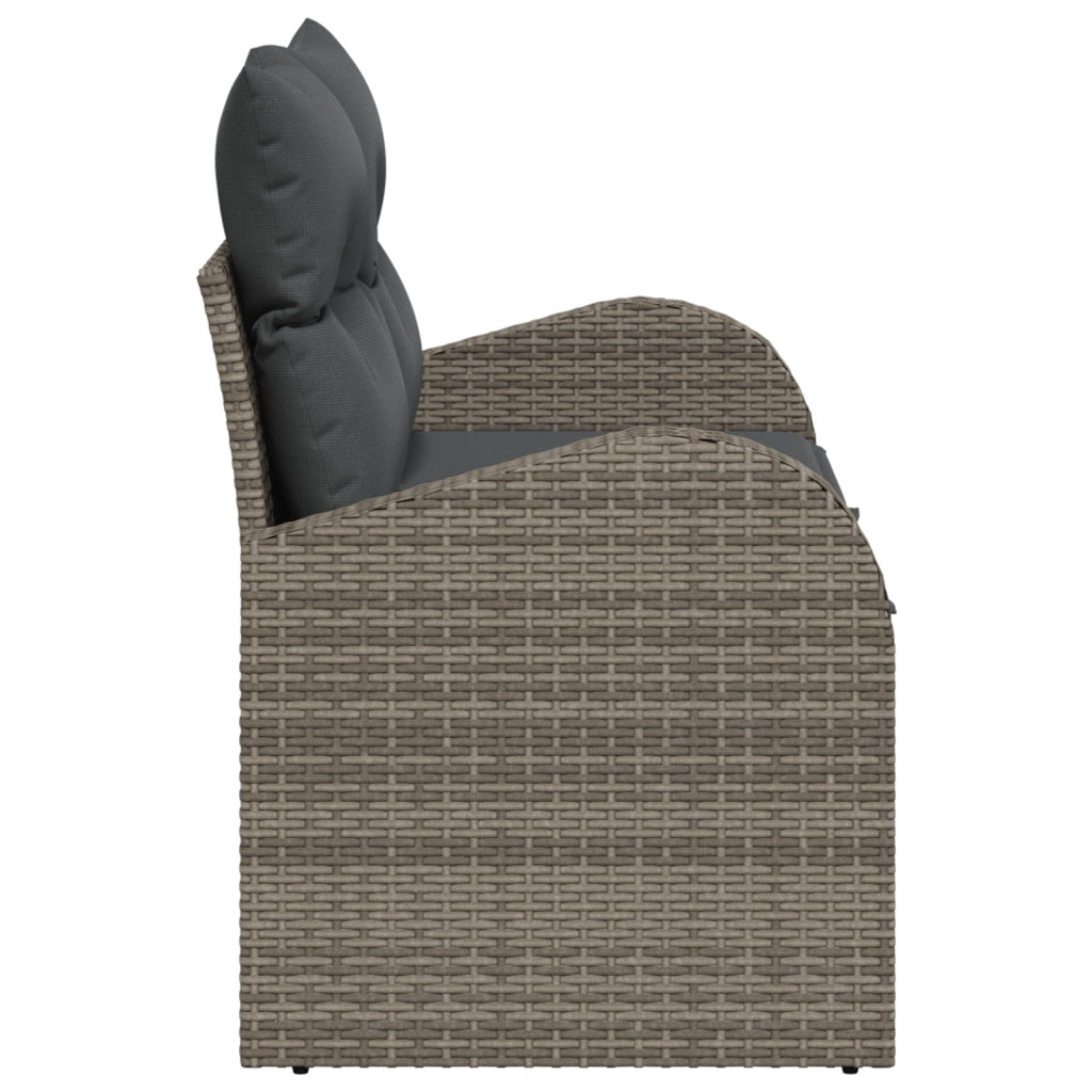 Divano da Giardino a 2 Posti con Cuscini Grigio Polyrattan