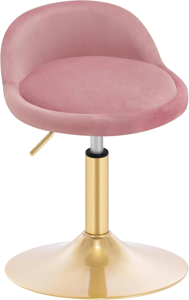 Sgabello da Trucco, Regolabile in Altezza, Sgabello Girevole per Ufficio, Sgabello da Trucco, in Velluto, 42,5-58 cm, per Cucina Soggiorno Camera da Letto,Rosa,BH425rs-1