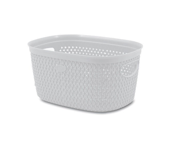 Cestino Biancheria Portabiancheria intreccio Bianco 17,5 x 23,5 x 12 cm