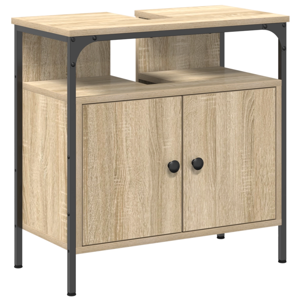 Set di Armadietti per Bagno a 2 Pezzi Rovere Ingegnerizzato