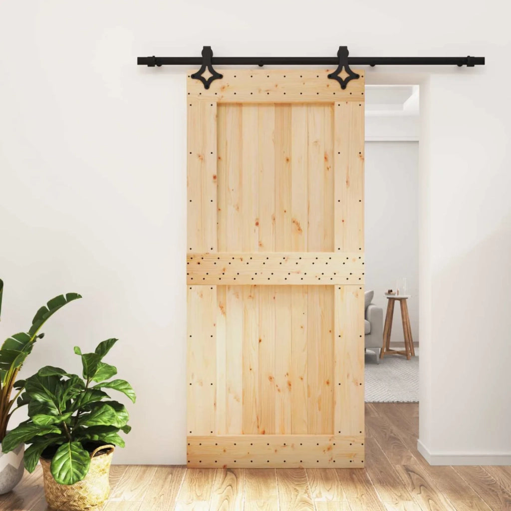 Porta scorrevole Naturale e Nero 95 x 210 cm 3445071