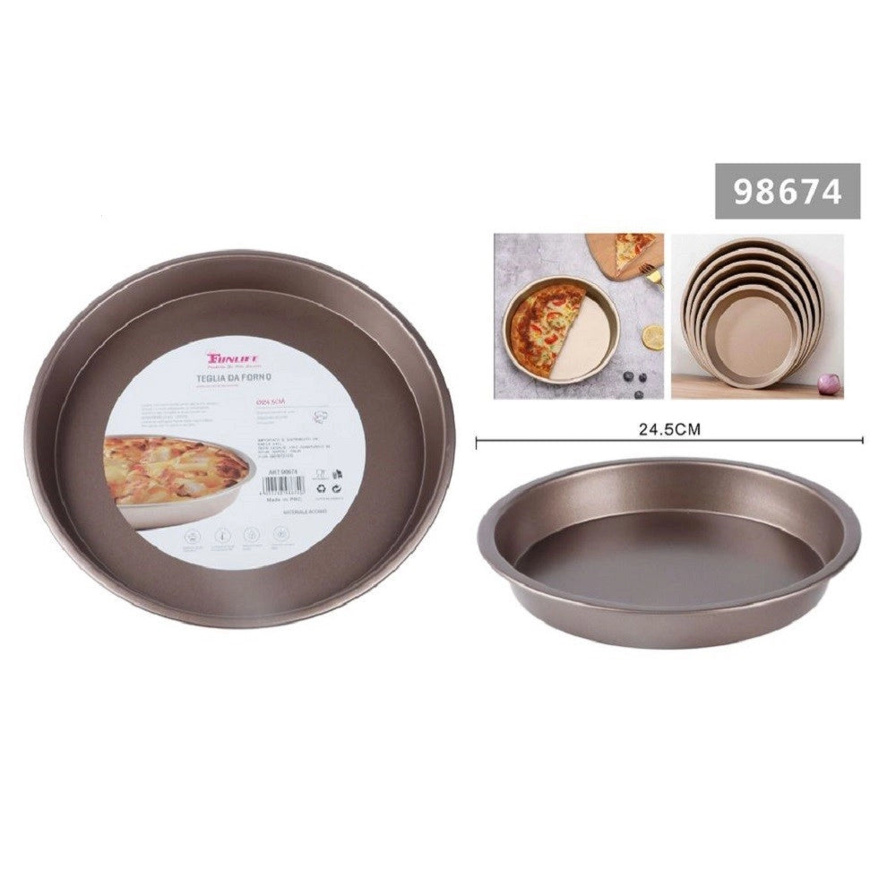 Trade Shop - Teglia Da Forno Per Torte Dolci Crostate Stampo In Acciaio Tortiera 24.5cm 98674 -