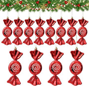 Decorazioni di Natale set - 12 pezzi di palline da Natale decorazioni da dolce - Rosso - Per Halloween e Capodanno - Decorazioni di Natale festive con nastri dorati