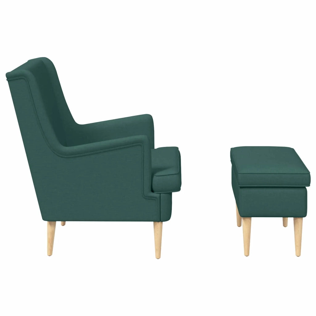 Poltrona con Ottomano 2 pz Verde Scuro Tessuto 3418814