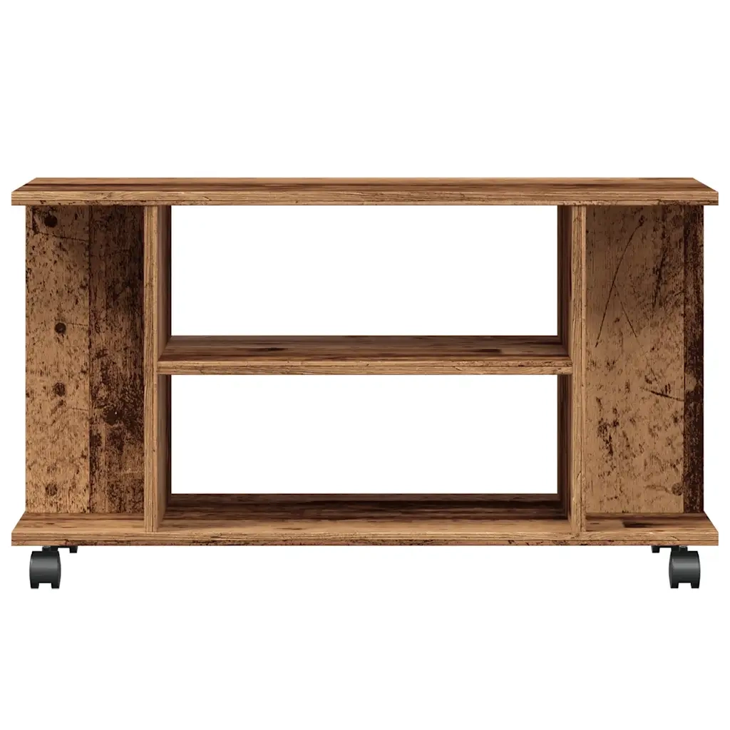 Mobile TV con Ruote Legno Antico 80x40x45 cm Legno Multistrato 855790