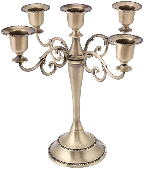 Candelabro a 5 braccia in metallo - Stile esotico - Punti di luce per matrimoni - Supporto per candele multifunzione