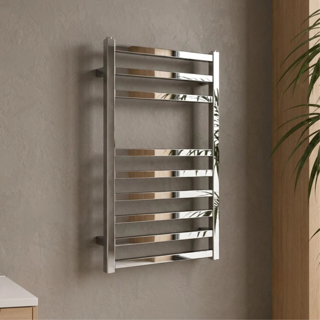 Termoarredo scaldasalviette square cromo lucido per bagno profilo quadro *** finitura- cromo lucido, misure h770xl500...